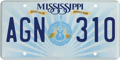 MS license plate AGN310