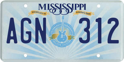 MS license plate AGN312