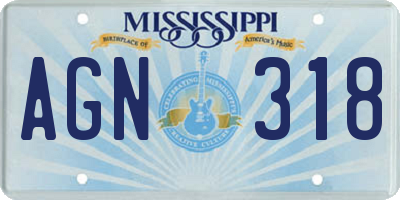MS license plate AGN318
