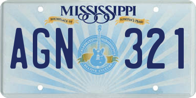 MS license plate AGN321