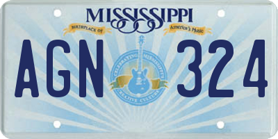 MS license plate AGN324
