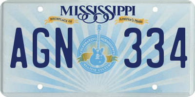MS license plate AGN334