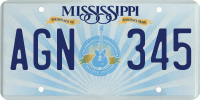 MS license plate AGN345