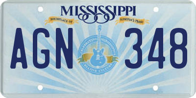 MS license plate AGN348
