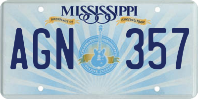 MS license plate AGN357