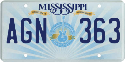 MS license plate AGN363
