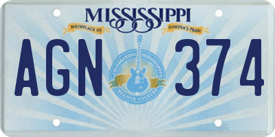 MS license plate AGN374