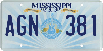 MS license plate AGN381