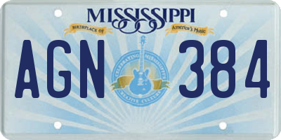 MS license plate AGN384