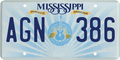 MS license plate AGN386