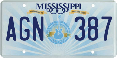 MS license plate AGN387