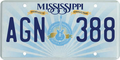 MS license plate AGN388
