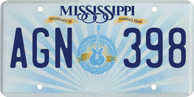 MS license plate AGN398