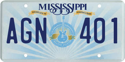 MS license plate AGN401