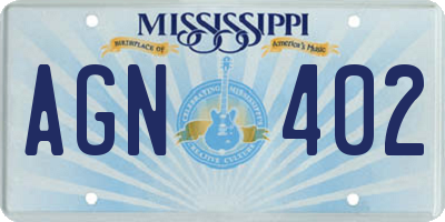 MS license plate AGN402