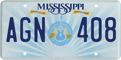 MS license plate AGN408