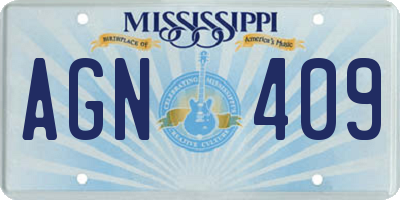 MS license plate AGN409