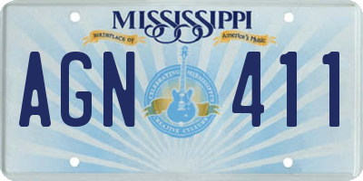 MS license plate AGN411