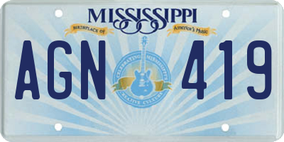 MS license plate AGN419