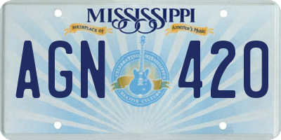 MS license plate AGN420