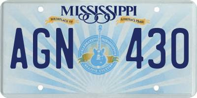 MS license plate AGN430