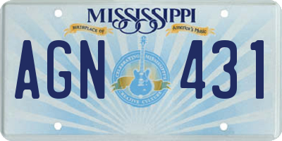 MS license plate AGN431