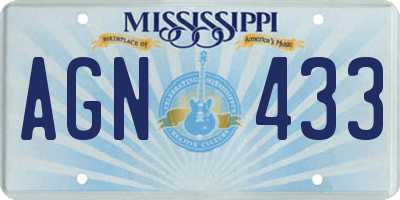 MS license plate AGN433