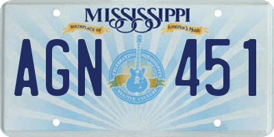 MS license plate AGN451