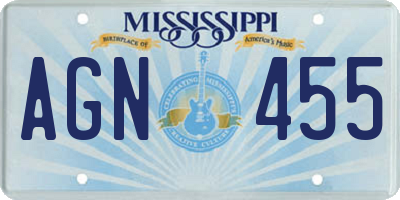 MS license plate AGN455