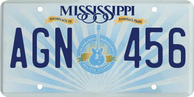 MS license plate AGN456