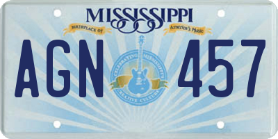 MS license plate AGN457