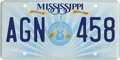 MS license plate AGN458
