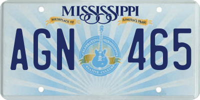 MS license plate AGN465