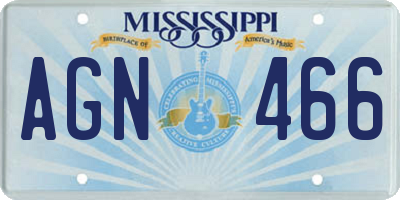 MS license plate AGN466