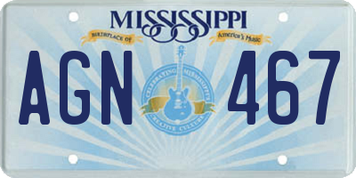 MS license plate AGN467