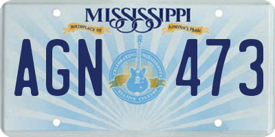 MS license plate AGN473