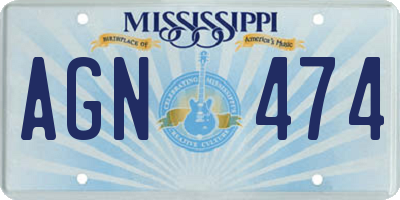 MS license plate AGN474