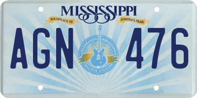 MS license plate AGN476