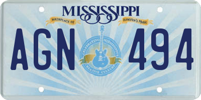 MS license plate AGN494