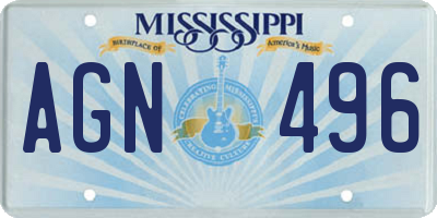 MS license plate AGN496