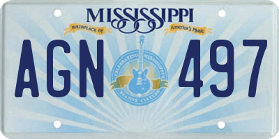 MS license plate AGN497