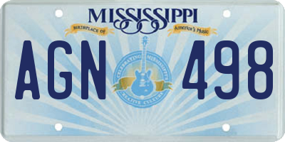 MS license plate AGN498