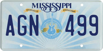 MS license plate AGN499