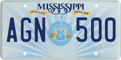 MS license plate AGN500