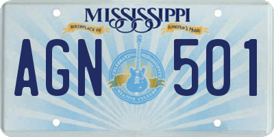 MS license plate AGN501