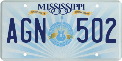 MS license plate AGN502