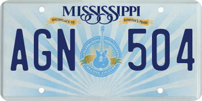 MS license plate AGN504