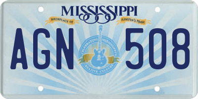 MS license plate AGN508