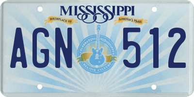 MS license plate AGN512