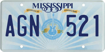 MS license plate AGN521